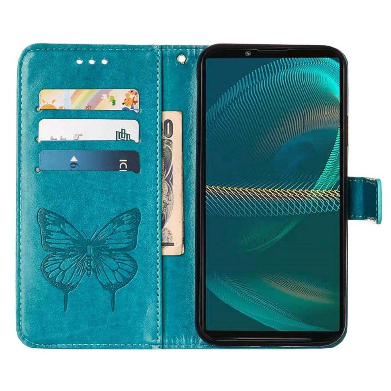 Housse Sony Xperia 5 III Papillon Fleur Porte-Cartes