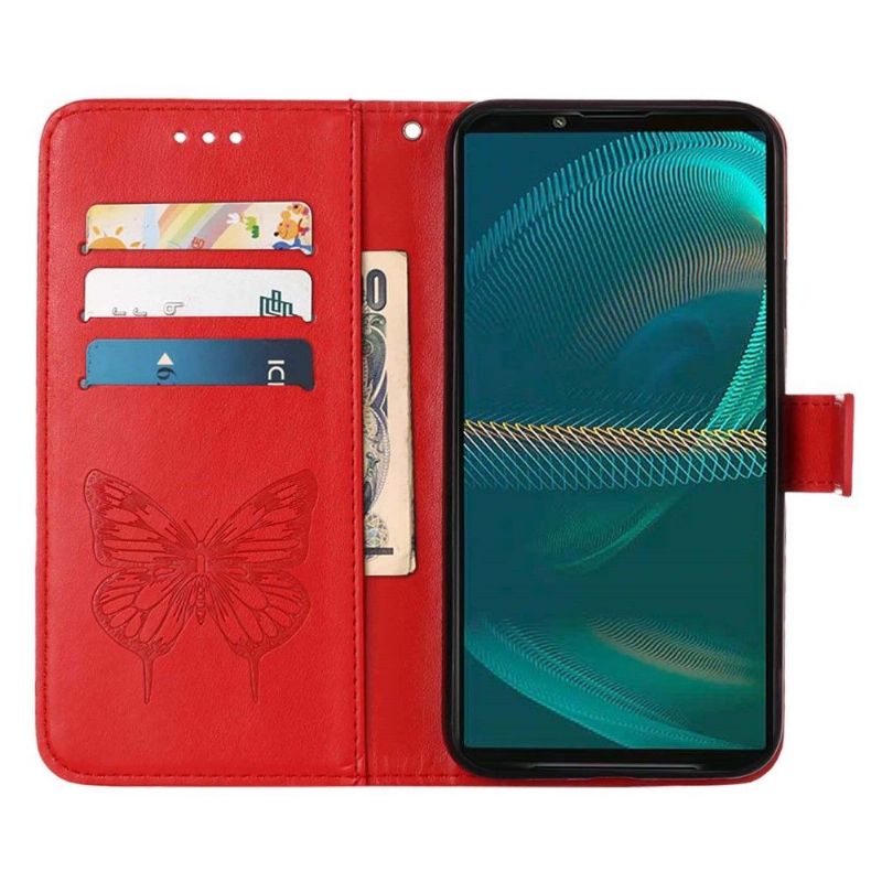 Housse Sony Xperia 5 III Papillon Fleur Porte-Cartes
