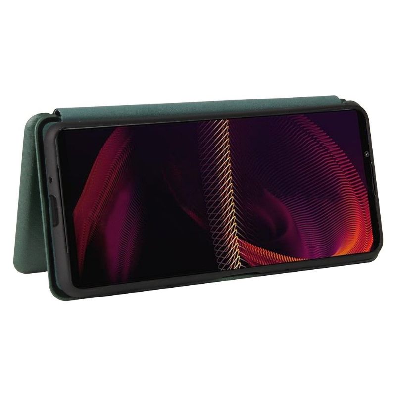 Housse Sony Xperia 5 III simili cuir style fibre de carbone