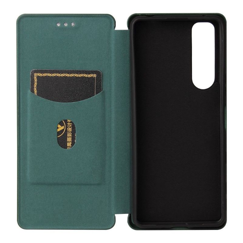 Housse Sony Xperia 5 III simili cuir style fibre de carbone