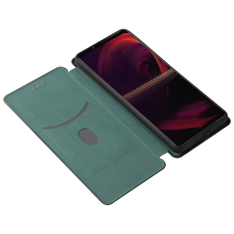 Housse Sony Xperia 5 III simili cuir style fibre de carbone
