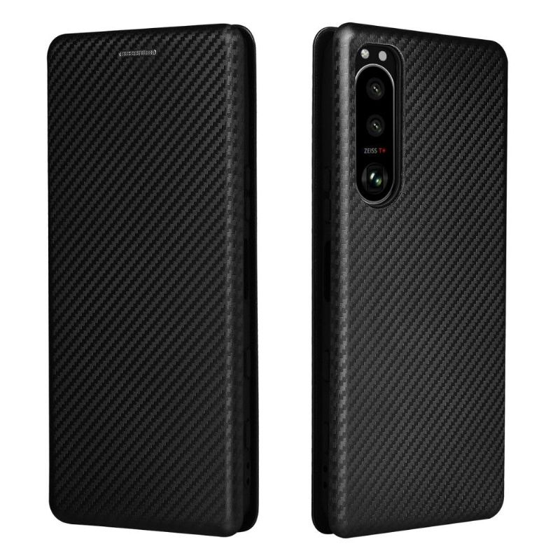 Housse Sony Xperia 5 III simili cuir style fibre de carbone