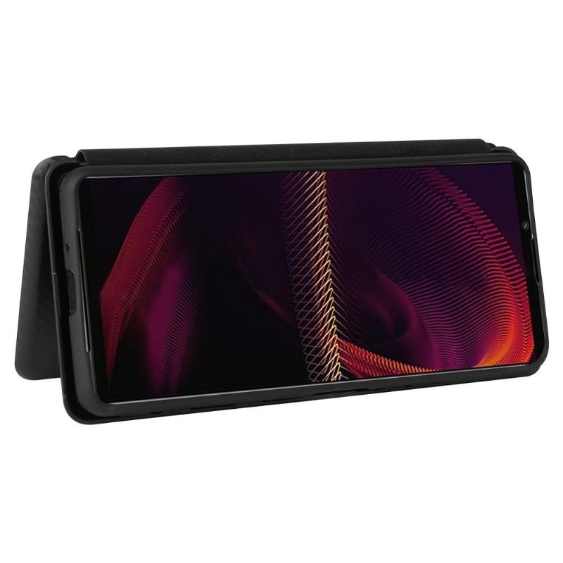 Housse Sony Xperia 5 III simili cuir style fibre de carbone