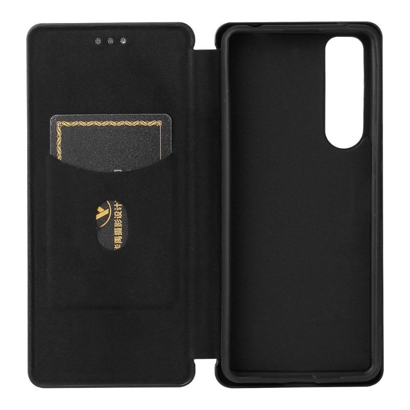 Housse Sony Xperia 5 III simili cuir style fibre de carbone