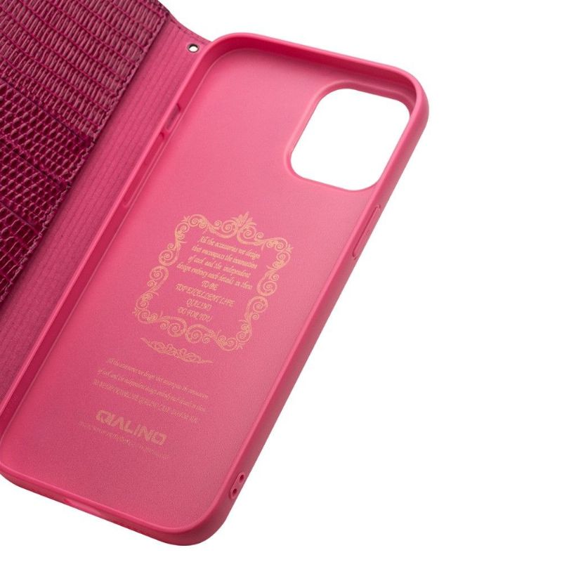 Housse iPhone 12 / 12 Pro cuir véritable effet croco