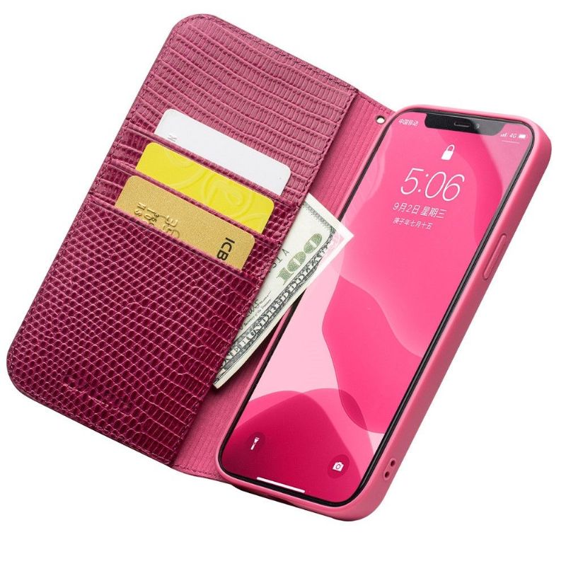 Housse iPhone 12 / 12 Pro cuir véritable effet croco