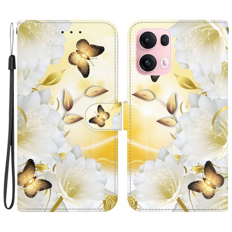 Housse Oppo Reno 13 Pro 5G Papillons Blancs et Fleurs Blanches