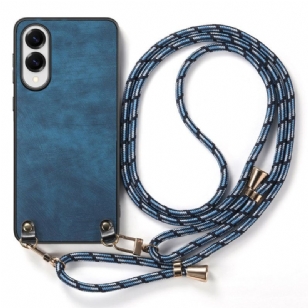 Coque à Cordon Samsung Galaxy S25 Edge Effet Cuir Vintage