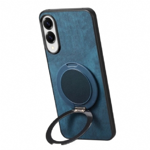 Coque Samsung Galaxy S25 Edge Effet Daim avec Support Rotatif à