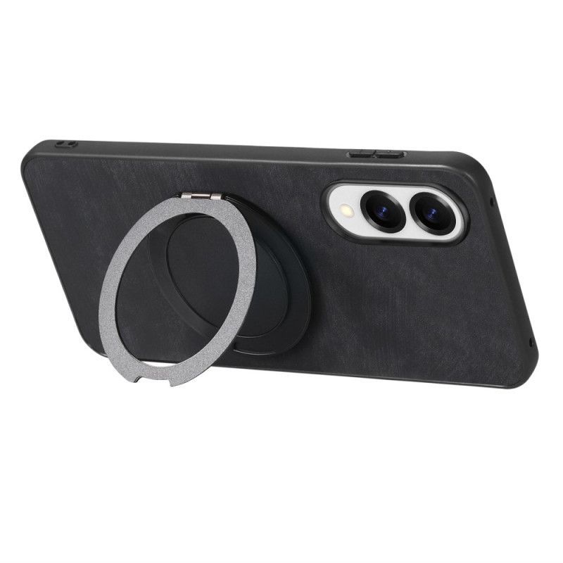 Coque Samsung Galaxy S25 Edge Effet Daim avec Support Rotatif à