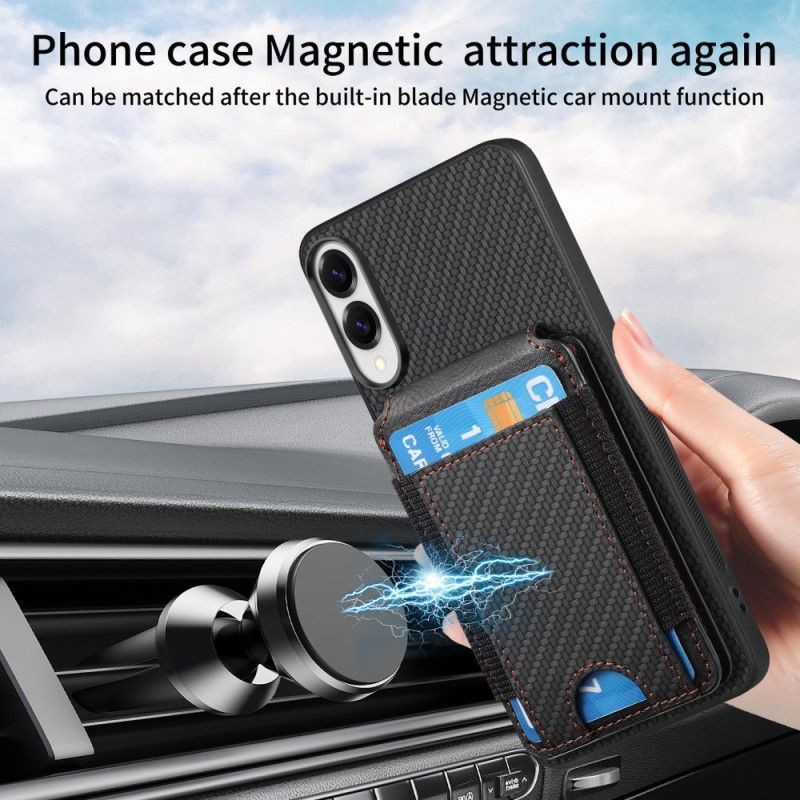 Coque Samsung Galaxy S25 Edge Fibre Carbone Premium Porte-Cartes et Support