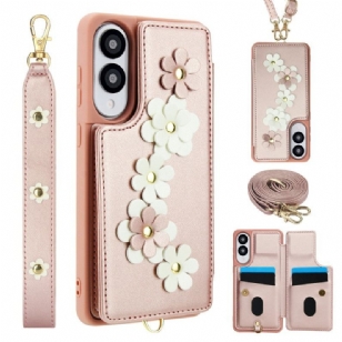 Coque Samsung Galaxy S25 Edge Porte-Cartes Floral à Lanière