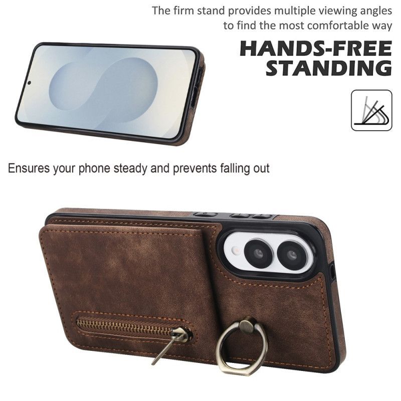 Coque Samsung Galaxy S25 Edge Portefeuille Zippé et Technologie RFID