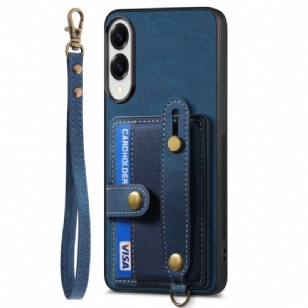 Coque Samsung Galaxy S25 Edge Rétro Porte-Cartes et Dragonne