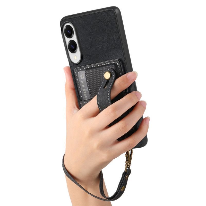 Coque Samsung Galaxy S25 Edge Rétro Porte-Cartes et Dragonne