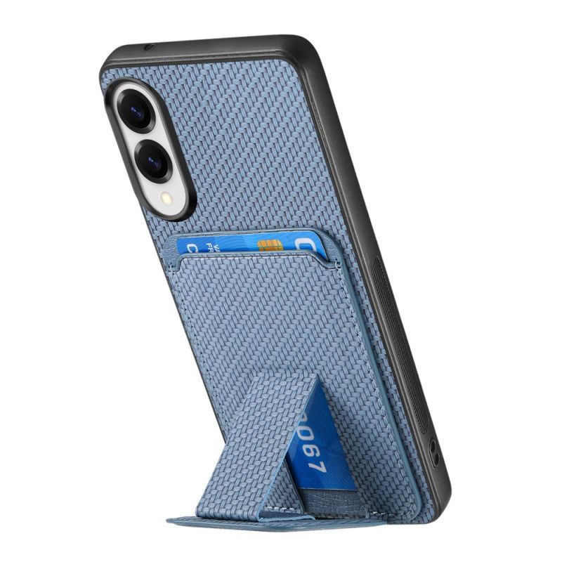Coque Samsung Galaxy S25 Edge Texture Fibre Carbone Porte-Cartes et Support Intégré