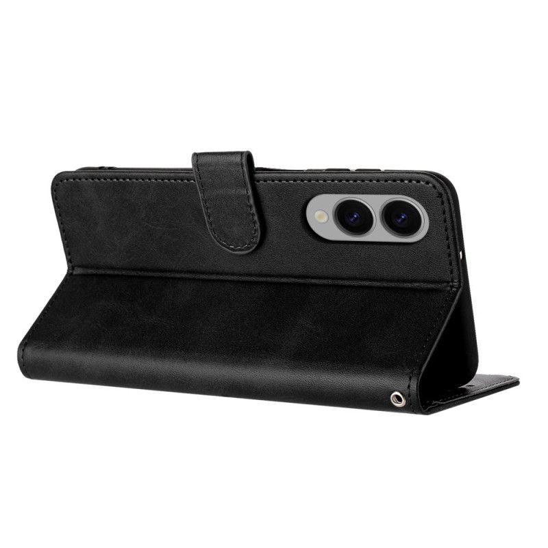 Housse Samsung Galaxy S25 Edge Effet Cuir avec Lanière