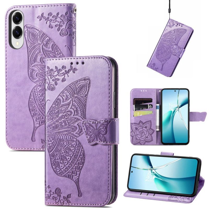 Housse Samsung Galaxy S25 Edge Papillon Baroque avec Dragonne