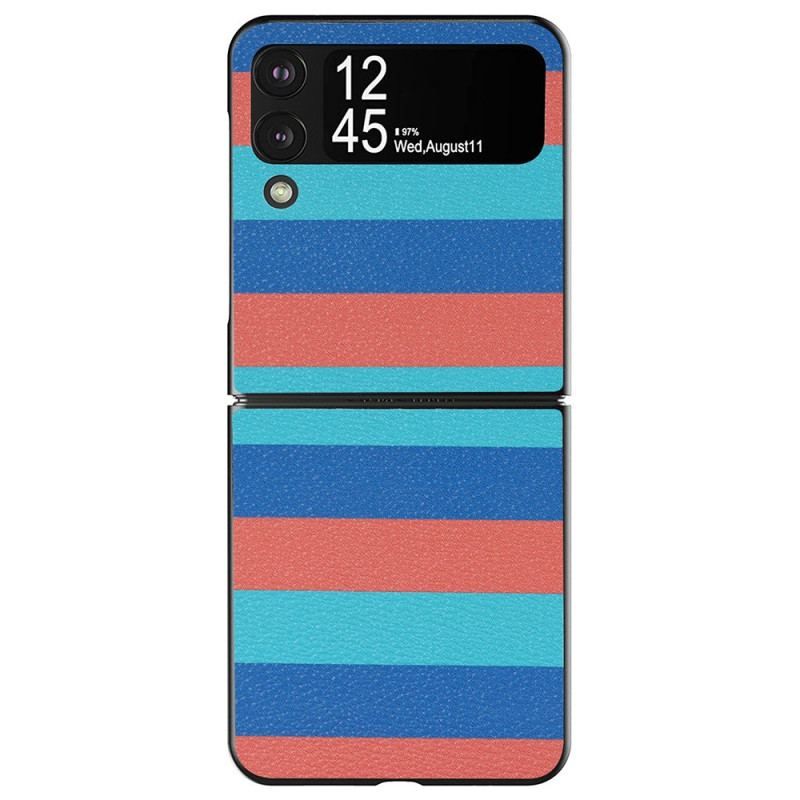 Coque Samsung Galaxy Z Flip 4 Simili Cuir Lignes