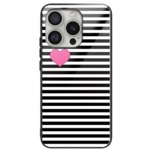Coque iPhone 16 Pro Max Verre Rayures et Coeurs