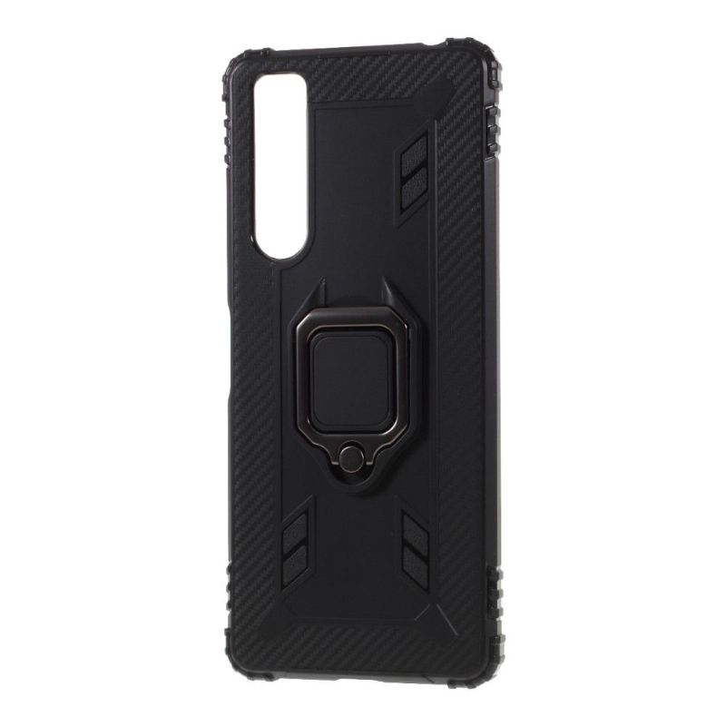 Coque Sony Xperia 1 II Aspect Carbone avec Anneau Support