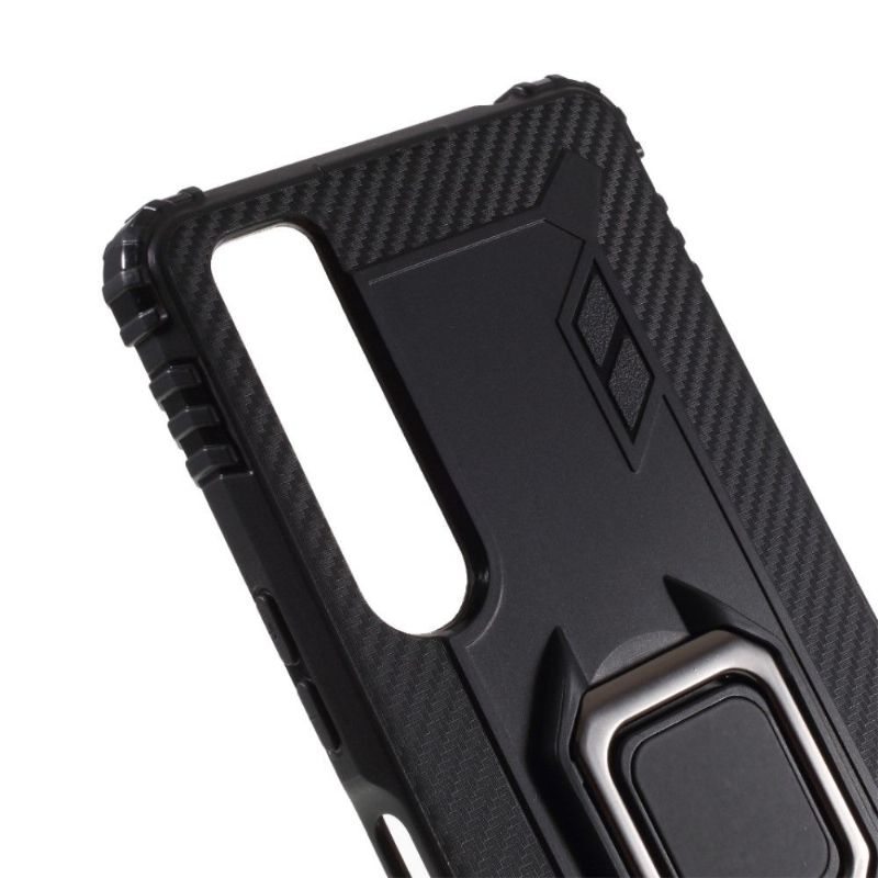 Coque Sony Xperia 1 II Aspect Carbone avec Anneau Support
