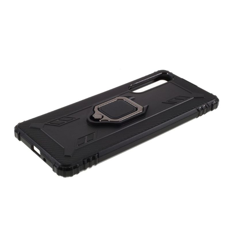 Coque Sony Xperia 1 II Aspect Carbone avec Anneau Support