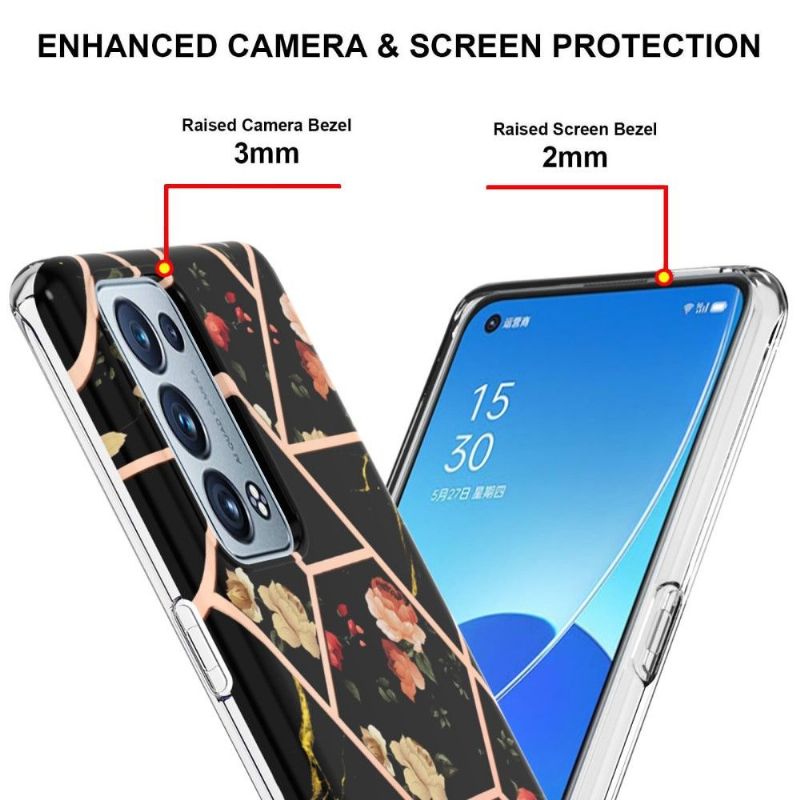 Coque Oppo Reno 6 Pro 5G marbre et fleurs