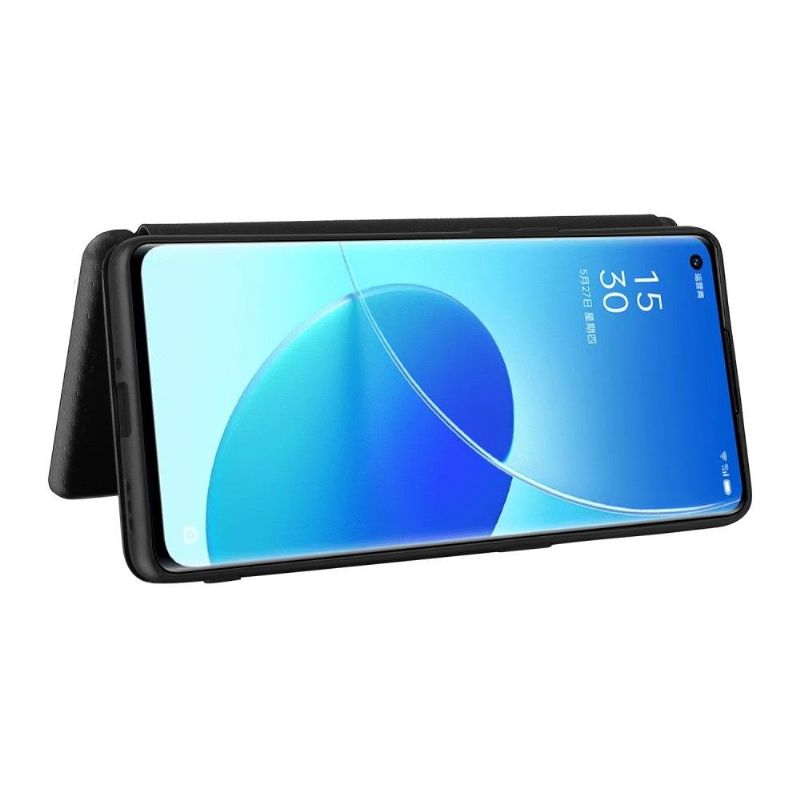 Housse Oppo Reno 6 Pro 5G simili cuir fibre de carbone