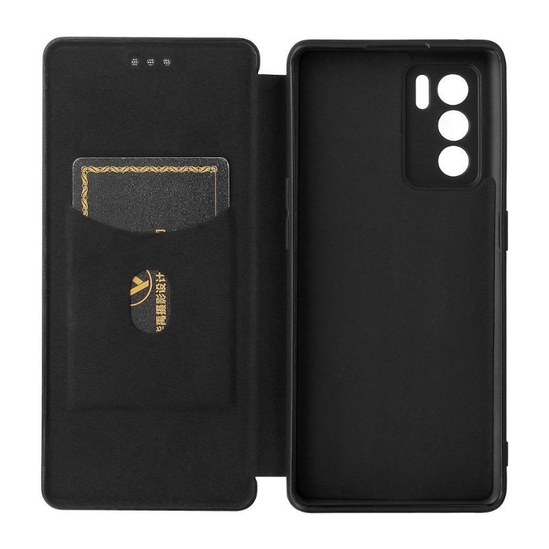 Housse Oppo Reno 6 Pro 5G simili cuir fibre de carbone