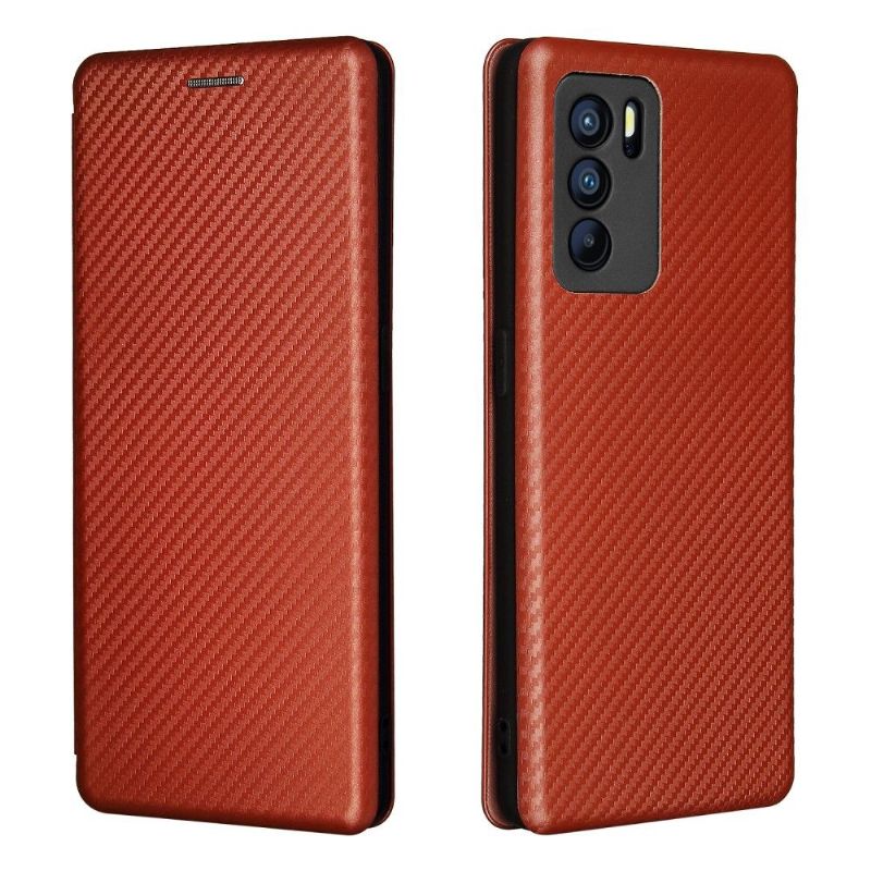 Housse Oppo Reno 6 Pro 5G simili cuir fibre de carbone