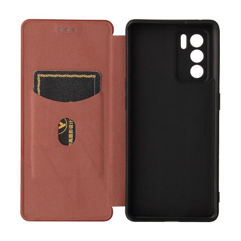 Housse Oppo Reno 6 Pro 5G simili cuir fibre de carbone
