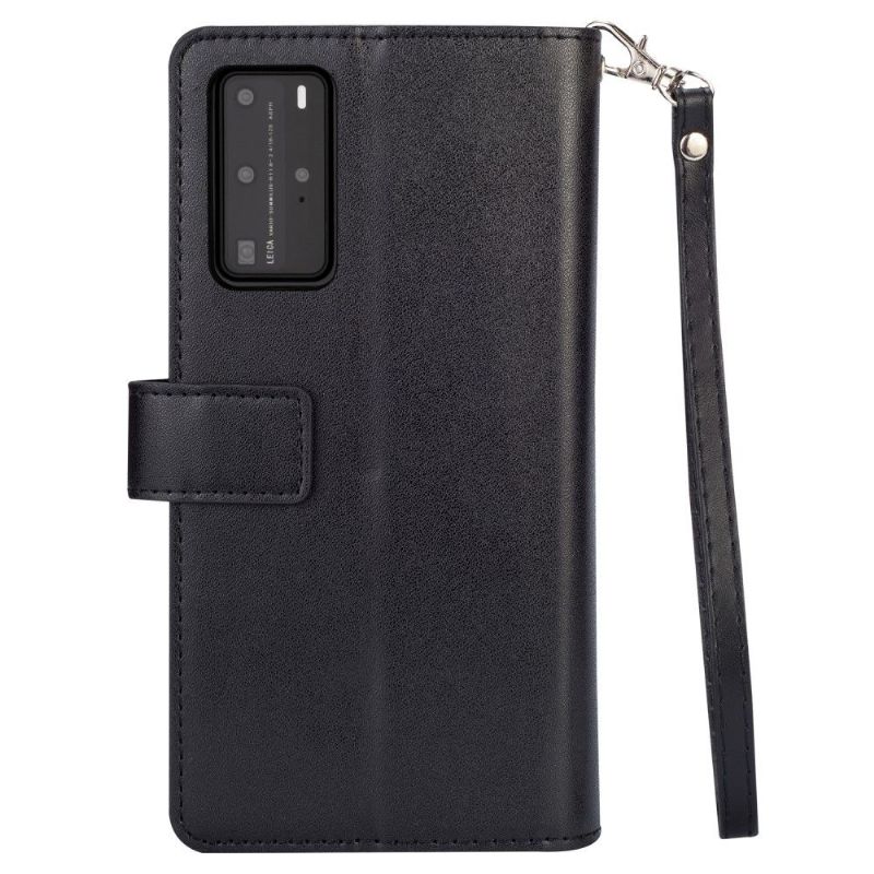 Housse Huawei P40 Pro portefeuille simili cuir à lanière