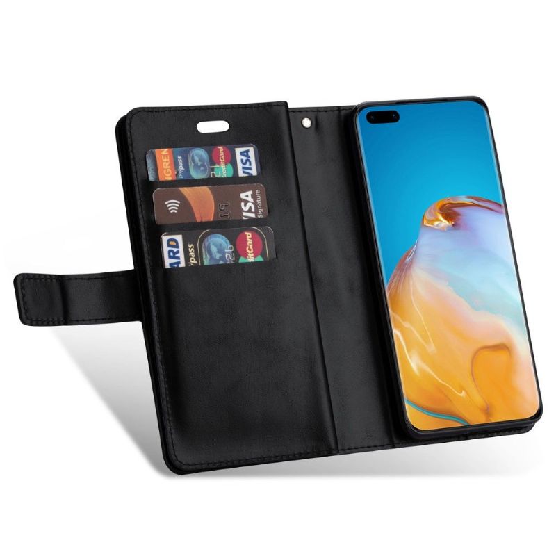 Housse Huawei P40 Pro portefeuille simili cuir à lanière