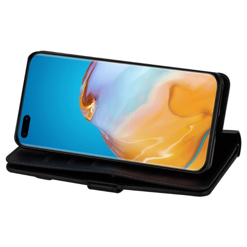 Housse Huawei P40 Pro portefeuille simili cuir à lanière