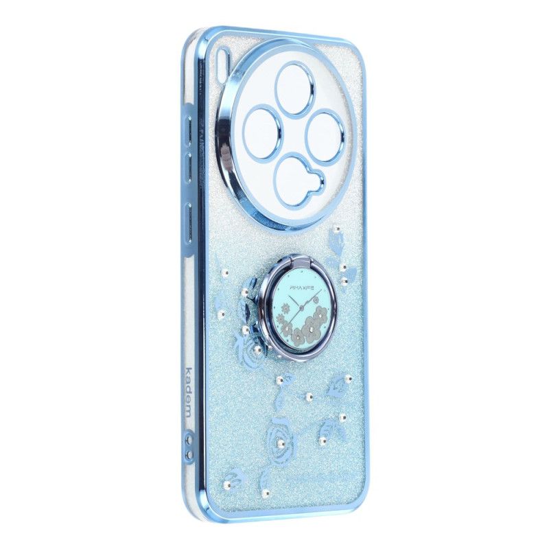 Coque Vivo X300 Anneau-Support Fleurs et Strass KADEM