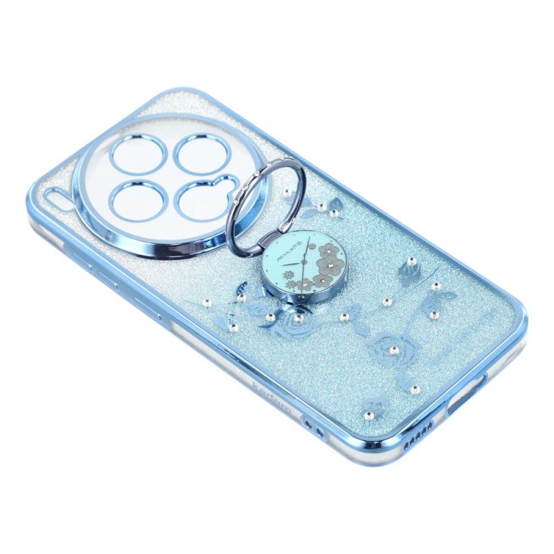 Coque Vivo X300 Anneau-Support Fleurs et Strass KADEM