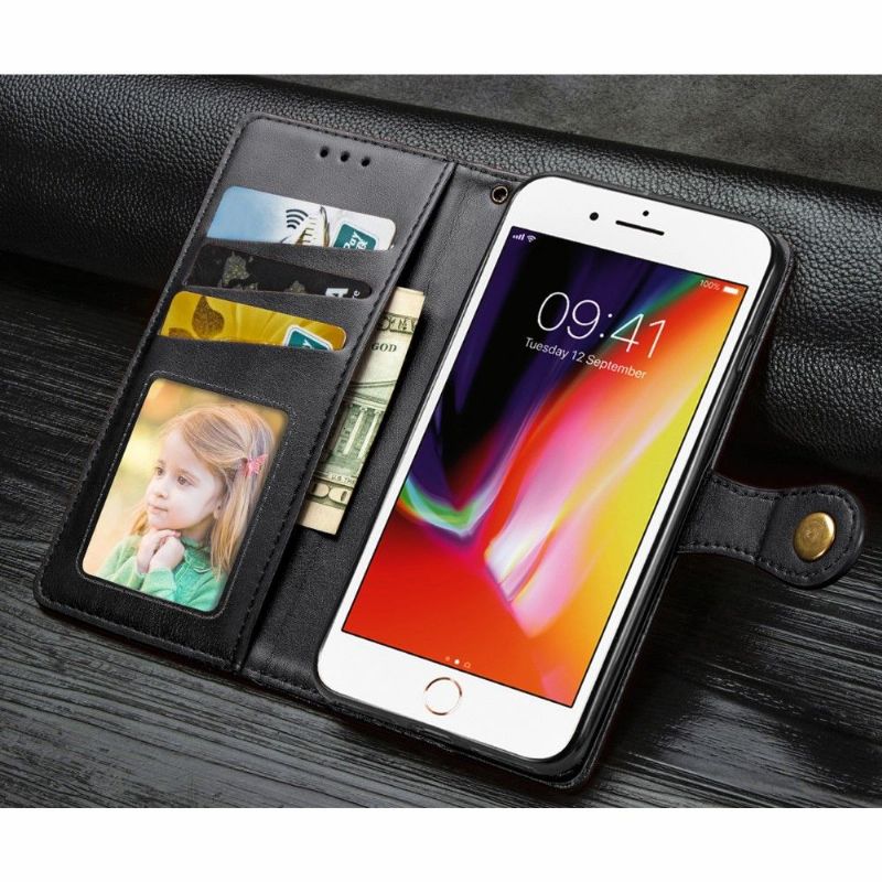 Housse iPhone SE / 8 / 7 simili cuir avec fonction support