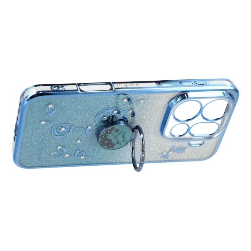 Coque Oppo Find X9 Pro 5G Anneau-Support Fleurs et Strass KADEM