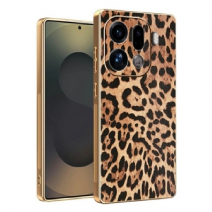 Coque Oppo Find X9 Pro 5G Motif Léopard avec Finition Dorée