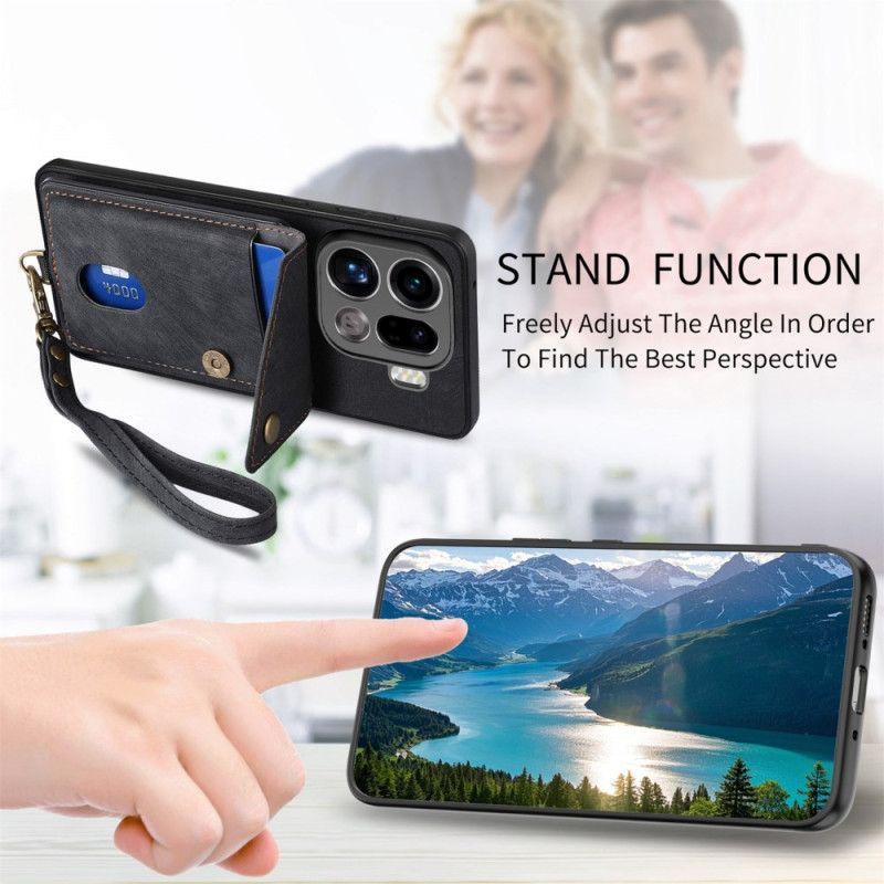 Coque Oppo Find X9 Pro 5G Porte-Cartes et Lanière