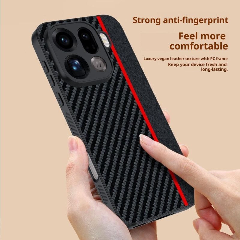 Coque Oppo Find X9 Pro 5G Rigide avec Texture Fibre de Carbone