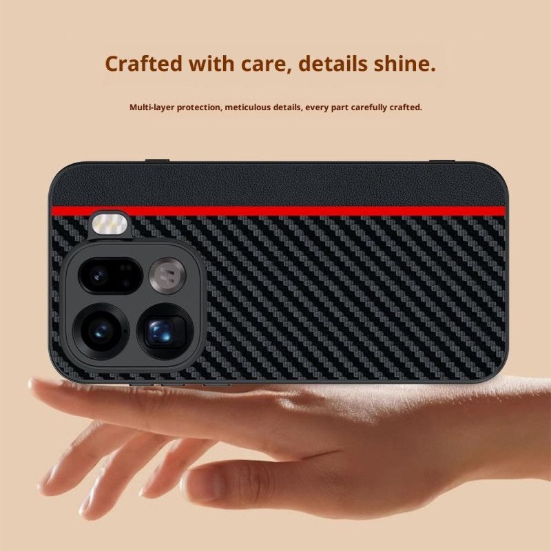 Coque Oppo Find X9 Pro 5G Rigide avec Texture Fibre de Carbone