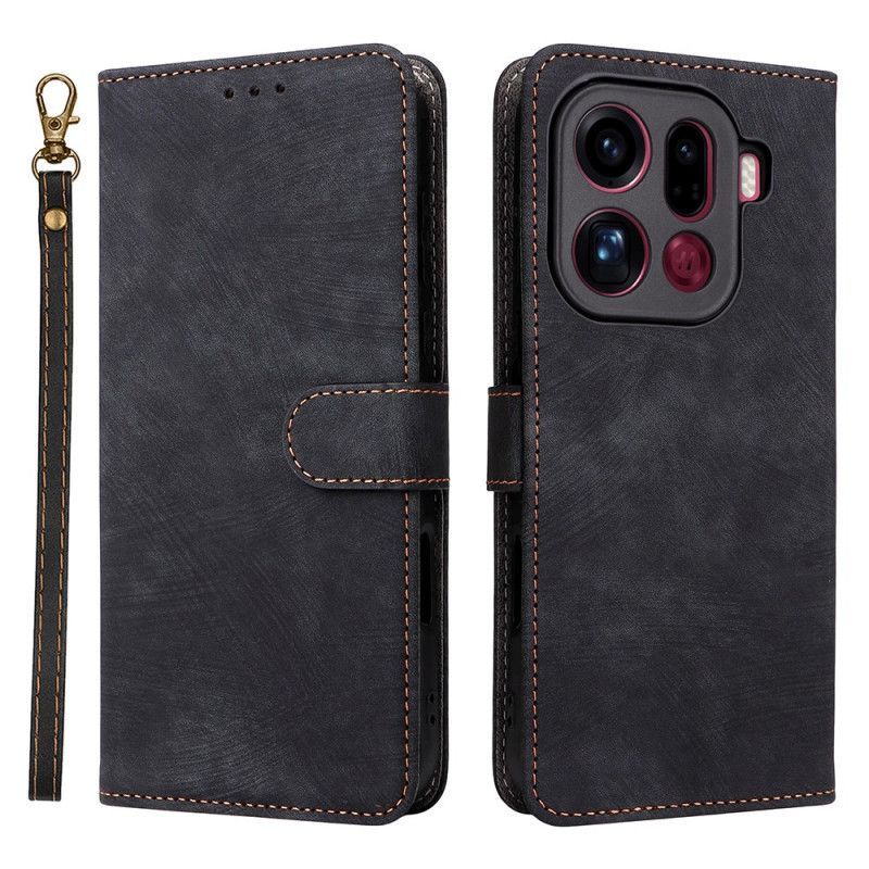 Housse Oppo Find X9 Pro 5G Effet Daim à Lanière