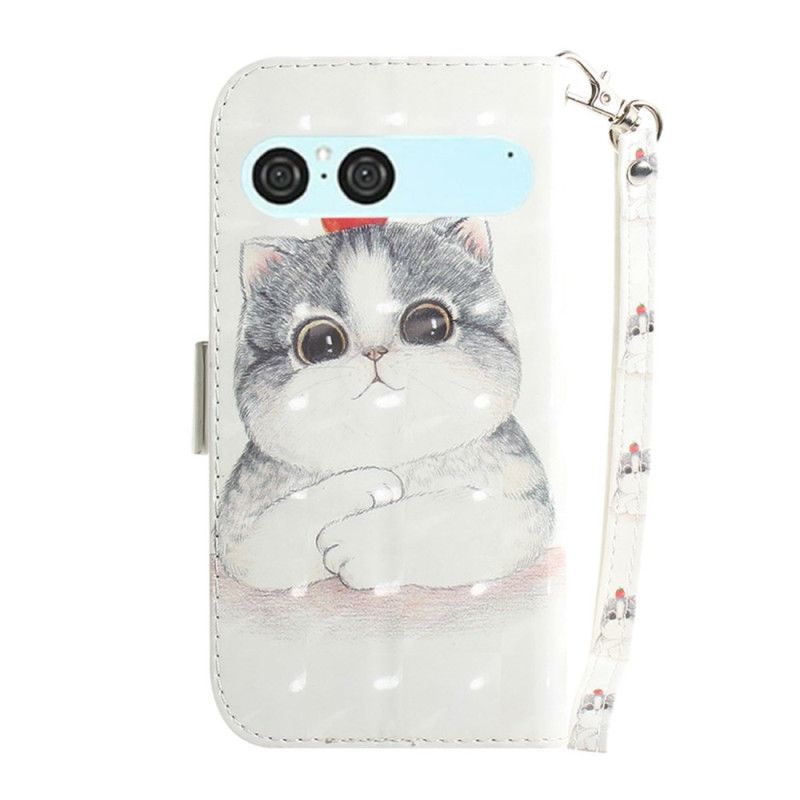 Housse Sony Xperia 10 VII Chat et Fraise à Lanière