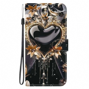 Housse Sony Xperia 10 VII Cœur Noir et Or