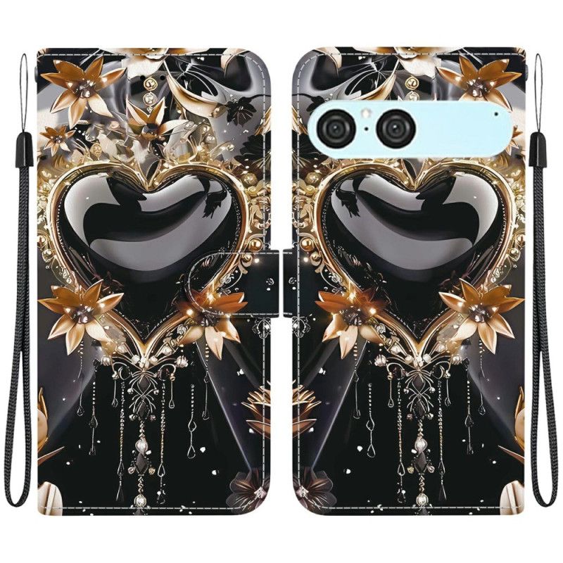 Housse Sony Xperia 10 VII Cœur Noir et Or