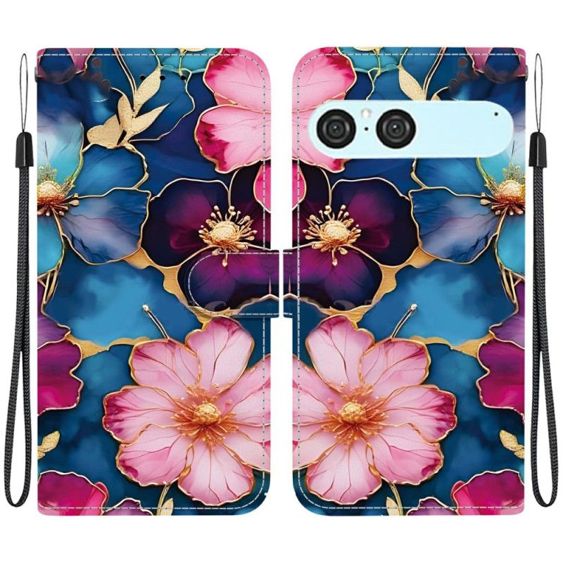 Housse Sony Xperia 10 VII Motif Floral Bleu et Or