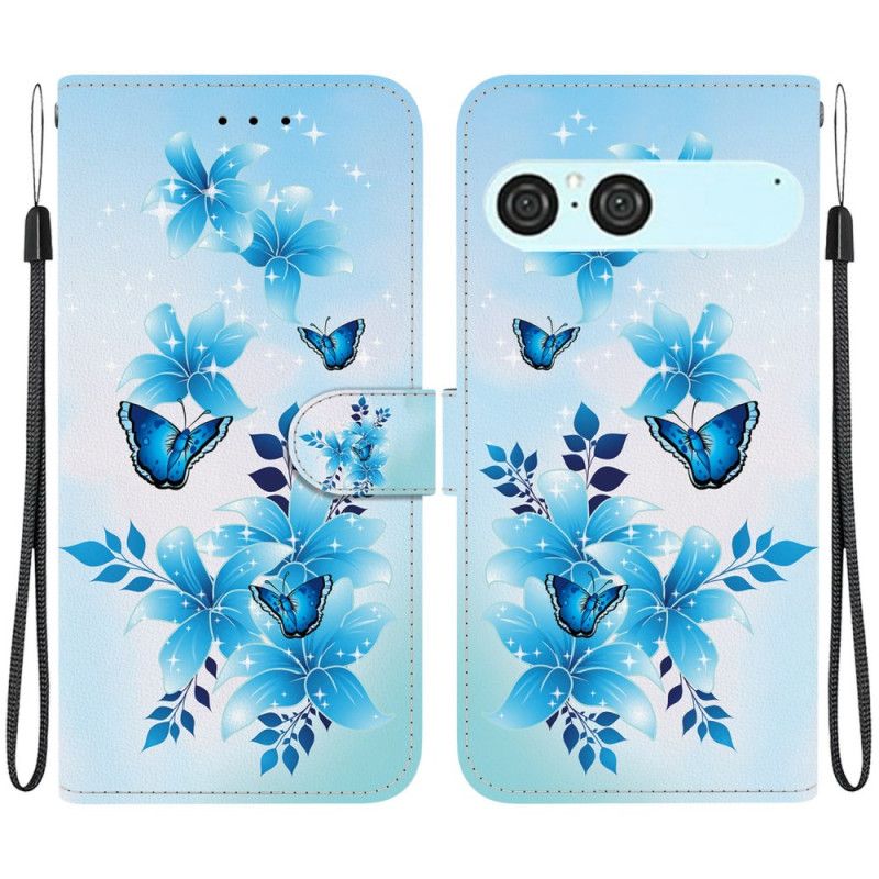 Housse Sony Xperia 10 VII Papillons Bleus et Fleurs
