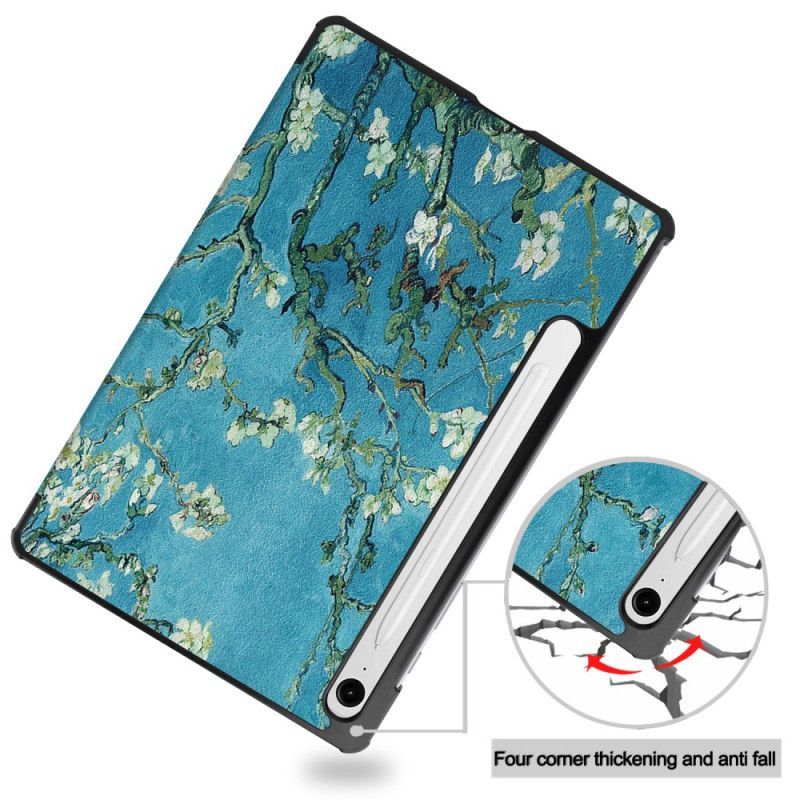 Smart Case Samsung Galaxy Tab S10 Lite Renforcée Porte-Stylet Branches Fleuries